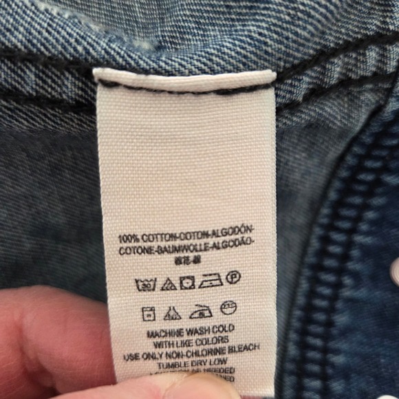 Free People Denim Jacket Knit Sleeve Hooded Distressed Mixed Fabric Blue Medium - Picture 4 of 5